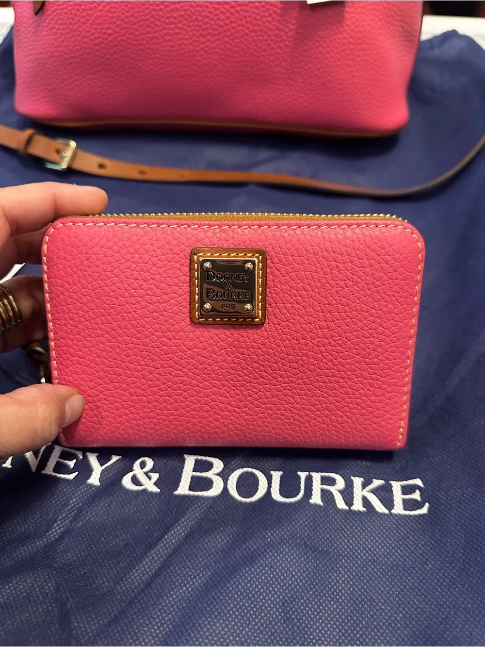 Price firm!!! Dooney & Bourke Pink Pebble Leather Satchel with Matching Wallet